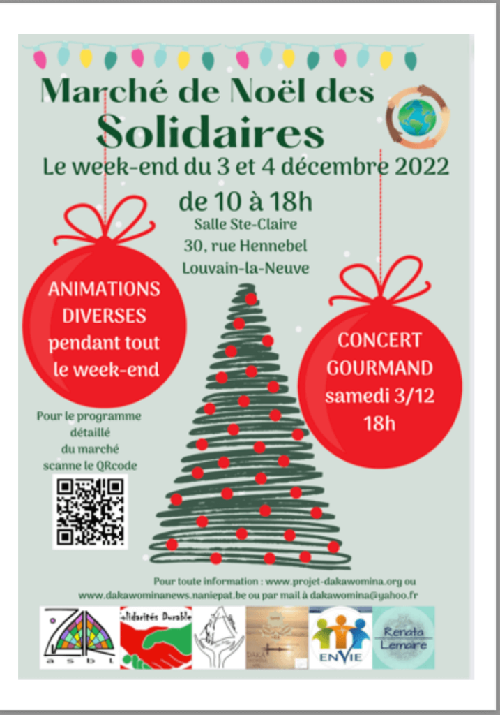Affiche du marché de Noël solidaire - activité organisée par Manos Abiertas Belgique