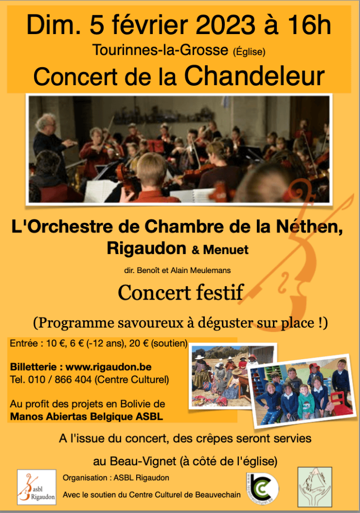 Affiche du concert de la Chandeleur - activité organisée par Manos Abiertas Belgique